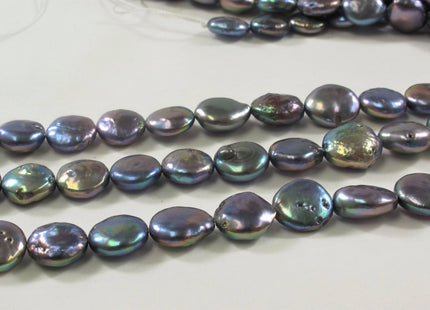 10-11mm AA Coin FreshwaterPearl Natural White Peacock 9-10mm Silver Genuine Cultured High Luster Flat Coin Pearls #381