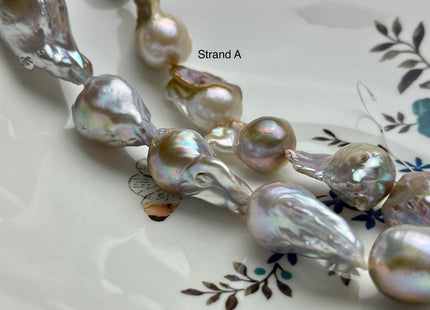 One-Of-A-Kind 16x20-20x30 mm AAA Very Rare HUGE Baroque Freshwater Pearl Bead Genuine Natural Seaweed Mauve Pink Baroque Pearls #P1922