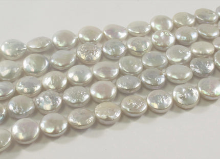 10-11mm AA Coin FreshwaterPearl Natural White Peacock 9-10mm Silver Genuine Cultured High Luster Flat Coin Pearls #381