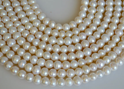 7.5 mm AA Half Strand Large Hole Potato Natural White Freshwater Pearls Beads Hole Size 1.2-2.1mm #900