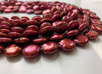 15-18 mm Large Freshwater Coin Pearls Cranberry Color Genuine Freshwater Coin Pearls Limited Edition Cranberry Color Coin Beads #700