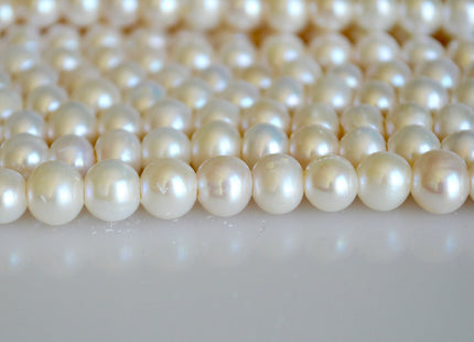 7.5 mm AA Half Strand Large Hole Potato Natural White Freshwater Pearls Beads Hole Size 1.2-2.1mm #900