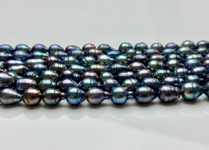 7x8-9 mm High Luster Rainbow Blue Peacock Baroque Freshwater Pearl Beads Genuine Peacock Color Baroque Freshwater Pearls 46-47 Pieces #P1854
