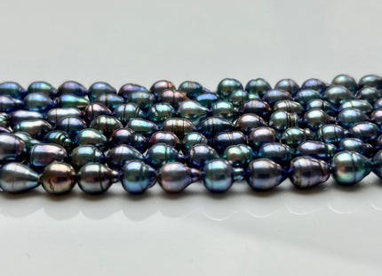 7x8-9 mm High Luster Rainbow Blue Peacock Baroque Freshwater Pearl Beads Genuine Peacock Color Baroque Freshwater Pearls 46-47 Pieces #P1854