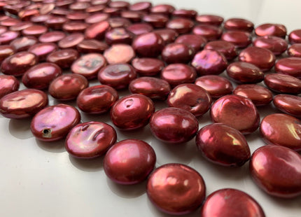 15-18 mm Large Freshwater Coin Pearls Cranberry Color Genuine Freshwater Coin Pearls Limited Edition Cranberry Color Coin Beads #700