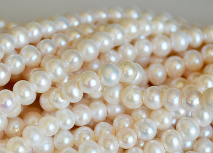 7.5 mm AA Half Strand Large Hole Potato Natural White Freshwater Pearls Beads Hole Size 1.2-2.1mm #900