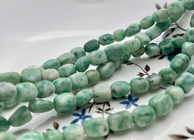 7-8x8-11mm 8-9x10-12mm Natural Green Tree Agate Gemstone Nugget Beads Turquoise and White Color Agate Beads #3853