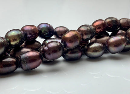 8-9x11 mm OR 9x12 mm Dark Brown Peacock Color Freshwater Rice/Oval Pearls Genuine Freshwater Rice Pearl Beads #1913