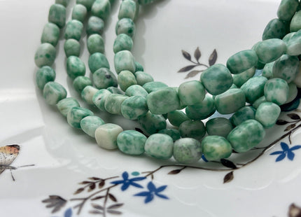 7-8x8-11mm 8-9x10-12mm Natural Green Tree Agate Gemstone Nugget Beads Turquoise and White Color Agate Beads #3853