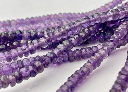 5-8mm Natural Amethyst Large Hole Gemstone Beads Faceted Rondelle Genuine Purple Amethyst Beads Hole Size 1.0mm 8 Inches Strand #4231