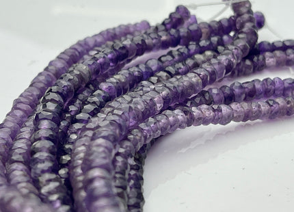 5-8mm Natural Amethyst Large Hole Gemstone Beads Faceted Rondelle Genuine Purple Amethyst Beads Hole Size 1.0mm 8 Inches Strand #4231