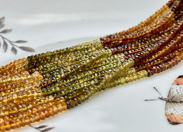 2.5-3.5mm AAA Faceted Rondelle Natural Tundra Sapphire Gemstone Beads Genuine Top Quality Gemmy Sapphire Beads 13 Inches Strand #3837