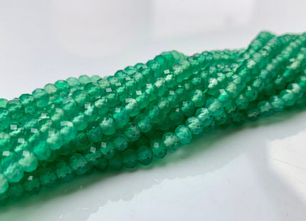 2x3mm 3x4mm AAA Faceted Rondelle Green Onyx Gemstone Loose Beads #2455