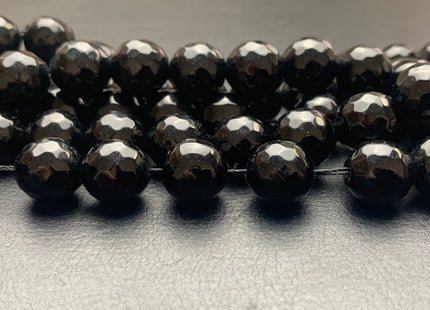 10mm 12mm 13mm 15mm Faceted Round Black Fire Agate Gemstone Beads Heat Treated Black Color Gemstone Agate 15.5 Inches Strand #2669