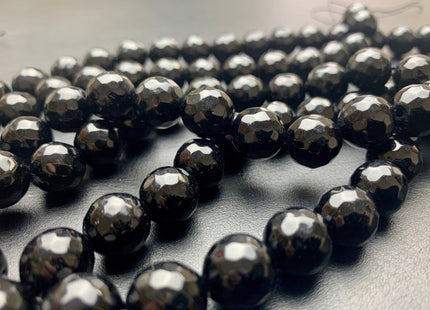 10mm 12mm 13mm 15mm Faceted Round Black Fire Agate Gemstone Beads Heat Treated Black Color Gemstone Agate 15.5 Inches Strand #2669
