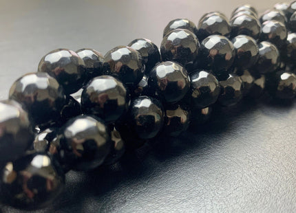 10mm 12mm 13mm 15mm Faceted Round Black Fire Agate Gemstone Beads Heat Treated Black Color Gemstone Agate 15.5 Inches Strand #2669