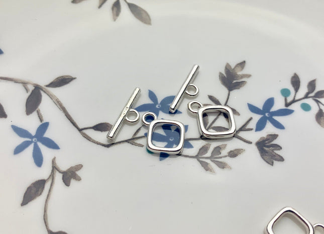 8x12mm or 11x16mm 925 Sterling Silver Toggle Clasp Genuine 925 Sterling Silver Toggle Findings With Square Shape Design DIY Jewelry #10170