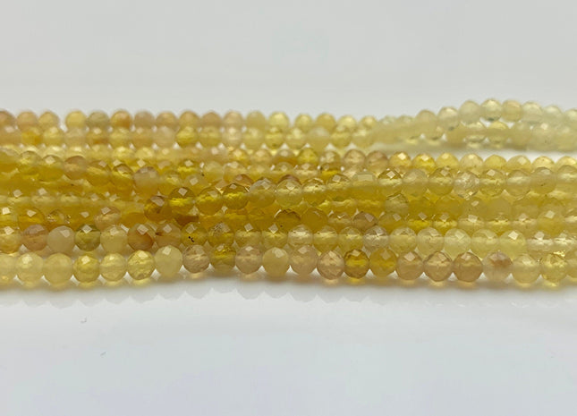 3 mm AAA Natural Color Faceted Round Yellow Opal Tiny Gemstone Bead Genuine Natural Top Quality Gemmy Multi Yellow Opal 15.5 Inches #3295