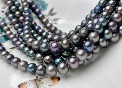 8.5-10 mm AAA Half Strand Large Hole Rare Gray Peacock Color Edison Baroque Pearl Beads Hole Size 2.2 mm Edison Pearl #P1965
