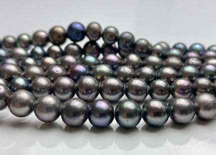 8.5-10 mm AAA Half Strand Large Hole Rare Gray Peacock Color Edison Baroque Pearl Beads Hole Size 2.2 mm Edison Pearl #P1965