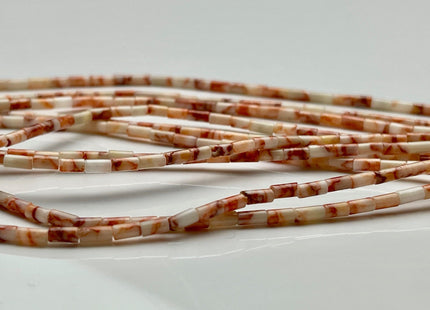 2x4 mm Tube Shape Natural Web Jasper Gemstone Beads Genuine Salmon Pink White Jasper Gemstones Loose Spacer Beads 15.5 Inches Strand #3912