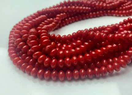 3x5mm 4x6mm Red Bamboo Coral Rondelle Gemstone Beads 15.5 Inches Strand #3568