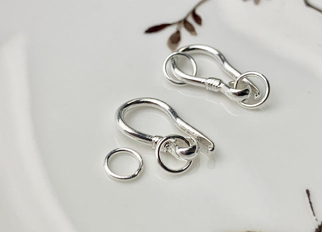 9x12 mm 925 Sterling Silver Hook Bali Clasp Findings Genuine Sterling Silver Drop Shape Clasp with Closed Jump Rings DIY Jewelry #10131