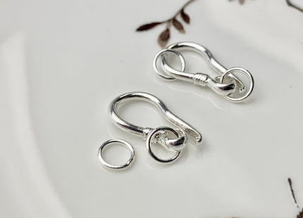 5-7x11-15 mm 925 Sterling Silver Hook Bali Clasp Findings Genuine Sterling Silver Drop Shape Clasp with Closed Jump Rings DIY Jewelry #10131