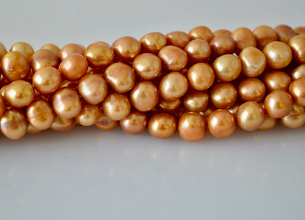 7-8mm Potato Nugget Copper/Pinkish & Yellow Color Freshwater Pearl Beads #925
