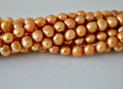 7-8mm Potato Nugget Copper/Pinkish & Yellow Color Freshwater Pearl Beads #925