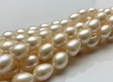 8x10 mm AAA Rice/Oval White Natural Freshwater Pearls, Genuine Freshwater Pearl, Natural White Rice Pearl, High Luster Pearls #1043