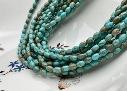 4x6 mm Smooth Barrel Shape Turquoise Beads Green Brown Color Gemstone Loose Beads #3800