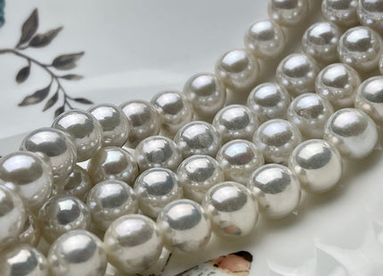 9.5-11.5 mm AAA Natural White Half Strand Large Hole Freshwater Edison Pearl Beads Hole Size 2.2 mm Genuine Extra Shiny Round Pearl #P1870