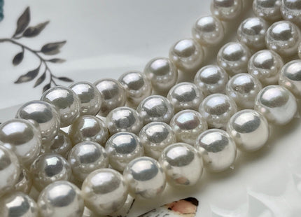9.5-11.5 mm AAA Natural White Half Strand Large Hole Freshwater Edison Pearl Beads Hole Size 2.2 mm Genuine Extra Shiny Round Pearl #P1870