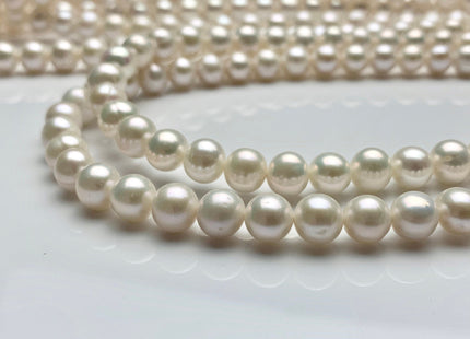 WHOLESALE 7-7.5 mm AAA Natural White Semi Round Freshwater Pearl Beads Genuine High Luster White Cultured Freshwater Pearls #1648