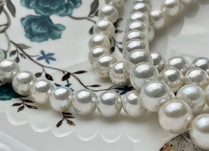 9.5-11.5 mm AAA Natural White Half Strand Large Hole Freshwater Edison Pearl Beads Hole Size 2.2 mm Genuine Extra Shiny Round Pearl #P1870