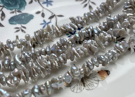 5-6x11 mm AA Gray Color Keshi Disc Freshwater Pearl Beads Center Drilled Genuine Gray Color Keshi Disc Irregular Shaped Pearls #P2003