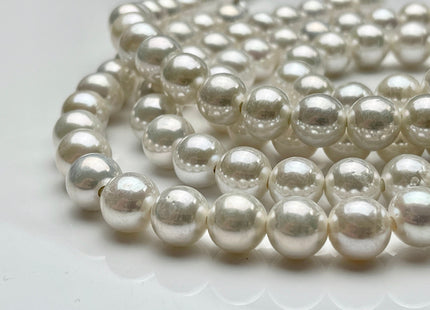9.5-11.5 mm AAA Natural White Half Strand Large Hole Freshwater Edison Pearl Beads Hole Size 2.2 mm Genuine Extra Shiny Round Pearl #P1870