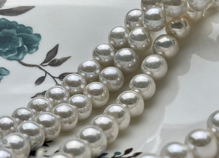 9.5-11.5 mm AAA Natural White Half Strand Large Hole Freshwater Edison Pearl Beads Hole Size 2.2 mm Genuine Extra Shiny Round Pearl #P1870