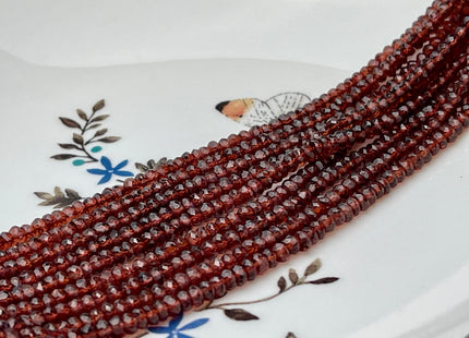 3.5-4 mm Natural Red Garnet Gemstone Beads Faceted Rondelle Shape Genuine Red Garnet Gemstone Beads 13 Inches Strand #4148