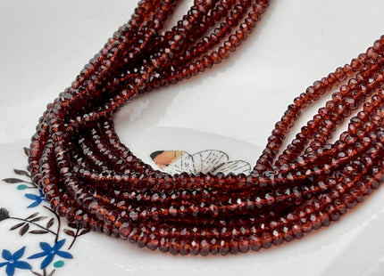 3.5-4 mm Natural Red Garnet Gemstone Beads Faceted Rondelle Shape Genuine Red Garnet Gemstone Beads 13 Inches Strand #4148