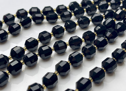 9x10mm Half Strand Faceted Energy Prism Cut Onyx Gemstone Genuine Double Terminated Points Black Color Onyx Beads 16 Pieces #3797
