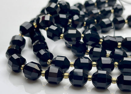 9x10mm Half Strand Faceted Energy Prism Cut Onyx Gemstone Genuine Double Terminated Points Black Color Onyx Beads 16 Pieces #3797