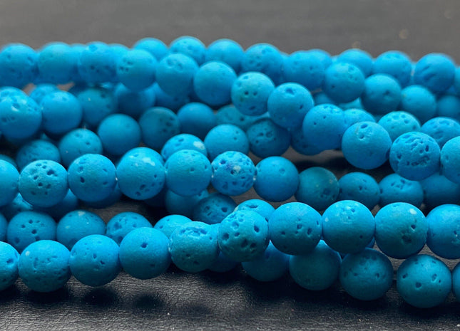 6mm 8mm 10mm Lava Round Beads Turquoise Color Organic Volcanic Rock Stone Beads 15.5 Inches Strand #2895
