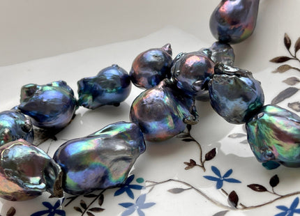 14x19-18x30mm AA Jumbo Rainbow Peacock Color TearDrop Shape Baroque Pearl Beads Genuine High Luster Peacock Freshwater Baroque Pearls #P1960