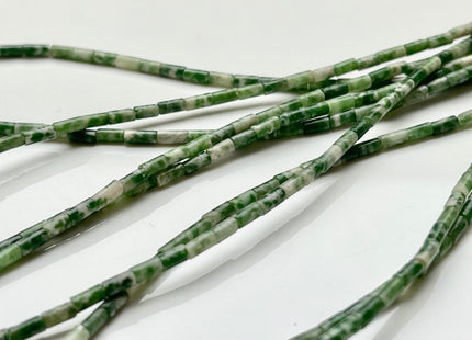 2x4 mm Tube Shape Natural Jasper Gemstone Beads Genuine Green Dot Jasper Gemstones Loose Spacer Beads 15.5 Inches Strand #3906