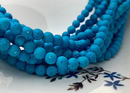 6mm 8mm 10mm Lava Round Beads Turquoise Color Organic Volcanic Rock Stone Beads 15.5 Inches Strand #2895