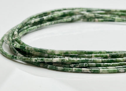 2x4 mm Tube Shape Natural Jasper Gemstone Beads Genuine Green Dot Jasper Gemstones Loose Spacer Beads 15.5 Inches Strand #3906