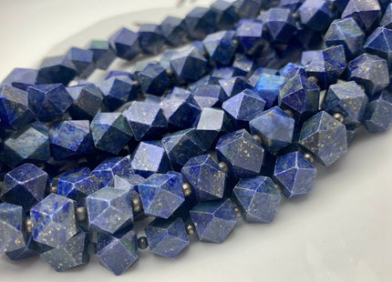 5 Pieces 7-8 mm Natural Color Faceted Tumble Prism Cut Lapis Gemstone Beads Genuine Natural Blue Lapis Beads 8 inches Strand #3745