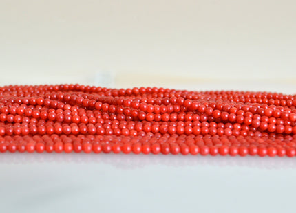 WHOLESALE Natural Gemstone Sea Bamboo Coral Beads Red Color Smooth Round Shape Size Approx. 2-2.5mm #2068